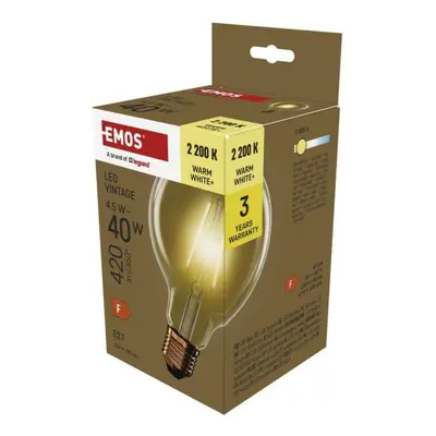 EMOS LED žárovka Vintage G95 / E27 / 4,5 W (40 W) / 420 lm / teplá bílá Z52032