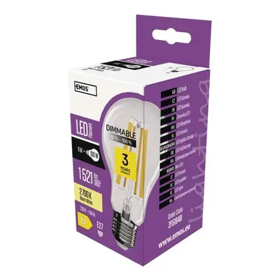 EMOS LED žárovka Filament A60 / E27 / 11W (100W) / 1521 lm / teplá bílá ZF5164D