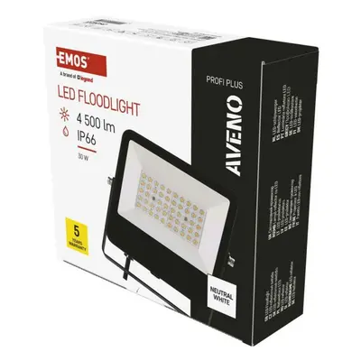 EMOS LED reflektor AVENO 30W, černý, neutrální bílá ZS2423