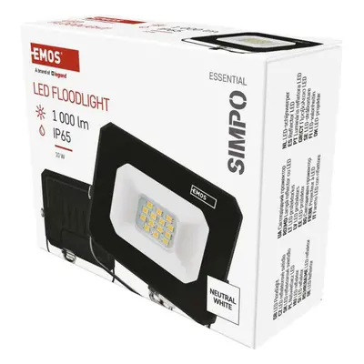 EMOS LED reflektor SIMPO 10 W, černý, neutrální bílá ZS2213