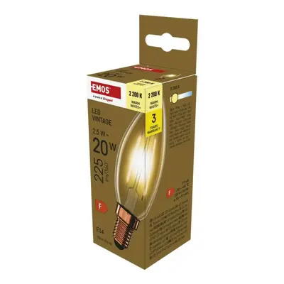 EMOS LED žárovka Vintage svíčka / E14 / 2,5 W (20 W) / 225 lm / teplá bílá Z53012