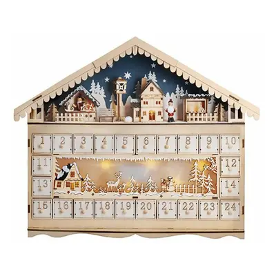 Solight LED adventní kalendář - horská chata, 10x LED, 50x40cm, 2x AA 1V258