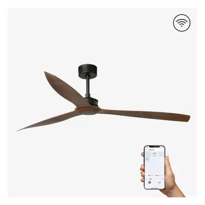 FARO JUST FAN XL, černá/dřevo, stropní ventilátor 178cm SMART