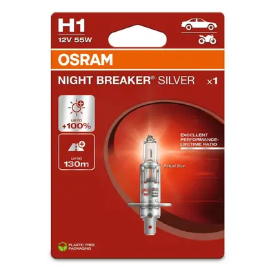 OSRAM H1 12V 55W P14.5s NIGHT BREAKER SILVER +100% 64150NBS-1BL