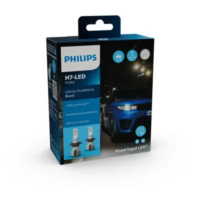 Philips LED H7 12V 15W Ultinon Pro6000 Boost 5800K +300% homologace Německo 2ks 11972U60BX2