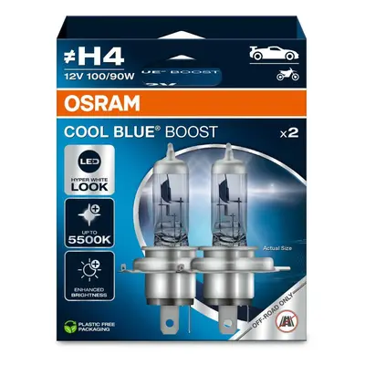 OSRAM H4 12V 100/90W P43t COOL BLUE BOOST 5500K 2ks NO ECE 62193CBB-2HB