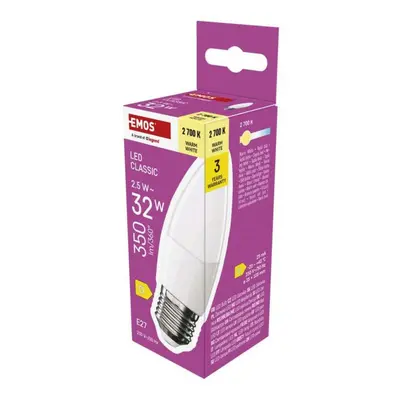 EMOS LED žárovka Classic svíčka / E27 / 2,5 W (32 W) / 350 lm / teplá bílá ZQ4D11