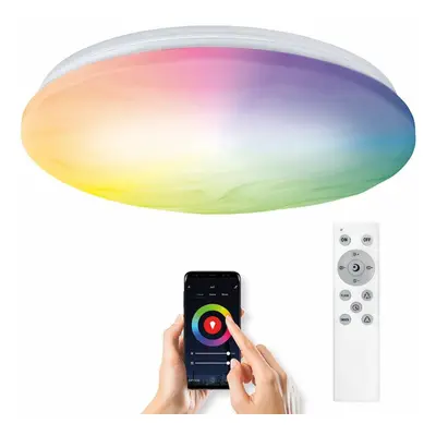 Solight LED smart stropní světlo Wave, 30W, 2300lm, wifi, RGB + CCT, dálkové ovládání WO792