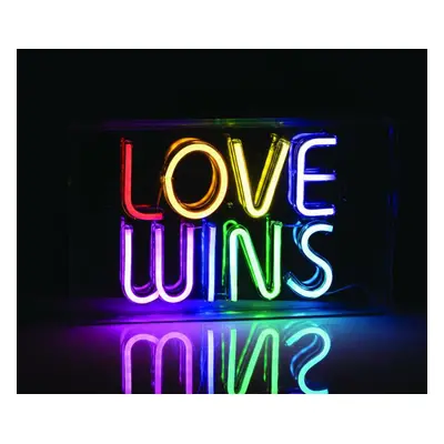 ACA Lighting neonová stolní dekorace LOVE WINS 120 LED USB CABLE 2m multicolor IP20 31x4,6x19cm 