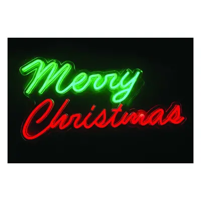 ACA Lighting neonová nástěnná dekorace MERRY CHRISTMAS LED zelená+červená IP20 50x25cm 3m kabel 