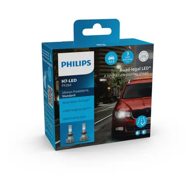 Philips H7 12V 17W Ultinon Pro6000 LED 5800K homologace SK, DE, AT Standard 2ks 11972U60SX2