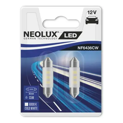 NEOLUX LED 12V 0,5W SV8,5-8 36mm 6000K Cold White blistr 2ks NF6436CW-02B