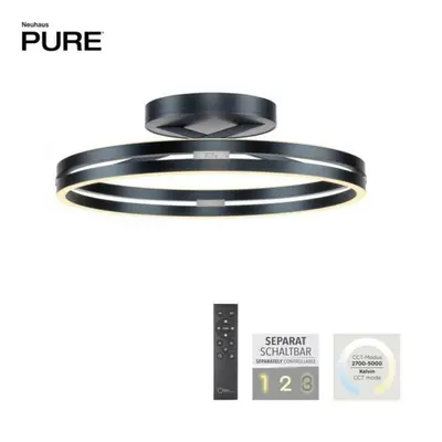 PAUL NEUHAUS LED stropní svítidlo PURE Loop šedá dálkový ovladač 2700-5000K PN 6552-15