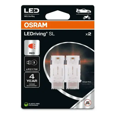 OSRAM LED P27/7W LEDriving SL Red 12V blistr 2ks 3157DRP-2BL