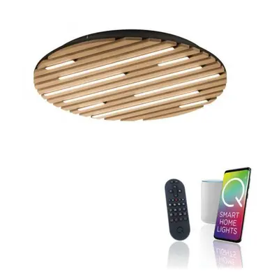 PAUL NEUHAUS LED nástěnné a stropní svítidlo Q-AKUSTIK dřevo, přírodní Smarthome ZigBee 2700-500