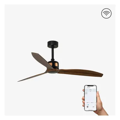 FARO COPPER FAN M, černá/dřevo, stropní ventilátor SMART