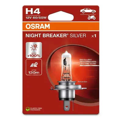 OSRAM H4 12V 60/55W P43t NIGHT BREAKER SILVER +100% 64193NBS-1BL