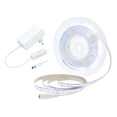 Solight LED COB pásek, sada s adaptérem, vypínač, 5m, 8W/m, 800lm/m, studená bílá WM59-CW