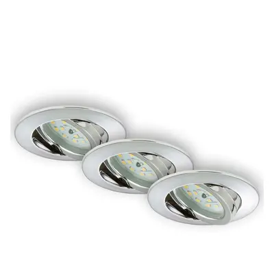 BRILONER 3ks sada LED vestavné svítidlo, pr. 8,2 cm, 5 W, chrom BRI 7209-038