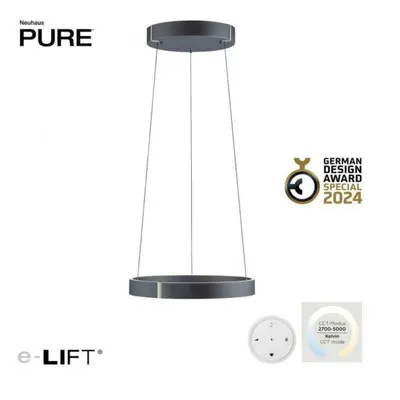 PAUL NEUHAUS LED závěsné svítidlo PURE E-Clipse šedá elektrické 2700-5000K PN 2560-15