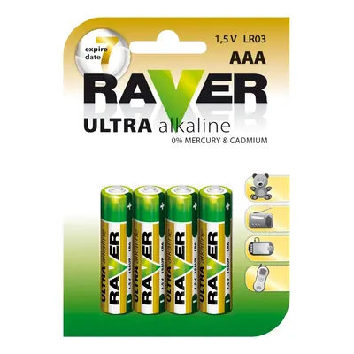 Baterie RAVER alkalická LR03