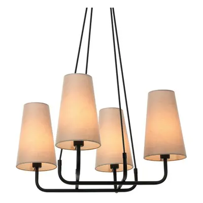 ACA Lighting závěsné svítidlo 4XE14 černý kov + béžové stínítko 57X57XH110CM TUSCAN HL35424P59BG