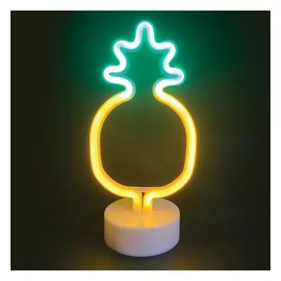 ACA Lighting ANANAS, 41 neonová LED lampička na baterie (3xAA)/USB, zelená + žlutá, IP20, 13x10x