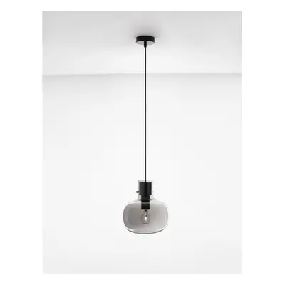 NOVA LUCE závěsné svítidlo CINZIA kouřové sklo černý kabel černá kovová základna E27 1x12W 230V 