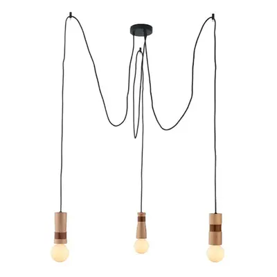 ACA Lighting závěsné svítidlo 3XE27 dřevo + kůže D6(3)XH220CM MEMPHIS OD783P80