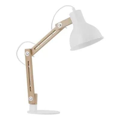 NOVA LUCE stolní lampa GROU matný bílý kov a dřevo E27 1x12W 230V IP20 vypínač na těle bez žárov