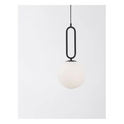 NOVA LUCE závěsné svítidlo GRUS matný černý kov opálové sklo E27 1x12W 230V IP20 bez žárovky 919