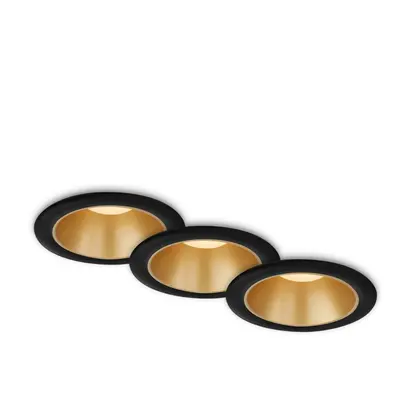 BRILONER LED vestavná svítidla sada, pr.9,5 cm, 3x LED, 4,9 W, 480 lm, černá-zlatá IP44 BRI 7041