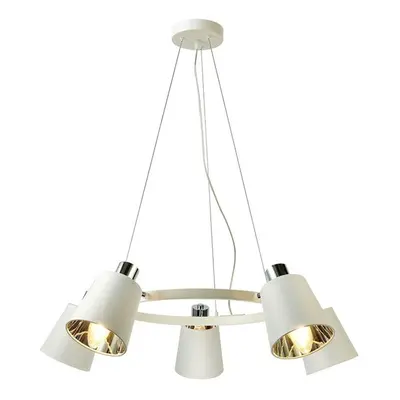 ACA Lighting závěsné svítidlo 5XE14 bílý kov + stínítko D73XH100CM NORMA EG215P73WH