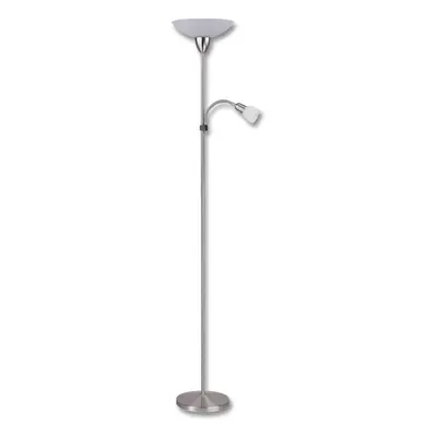 Ecolite Lampa stojací E27/100W s E14/40W bílá chrom mat LF34-BI/CHRM