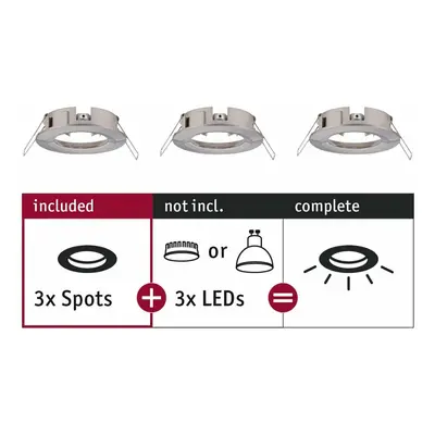 PAULMANN Vestavné svítidlo Choose spot sada 3ks nevýklopné max. 3x10W kov kartáčovaný 230V 924.7