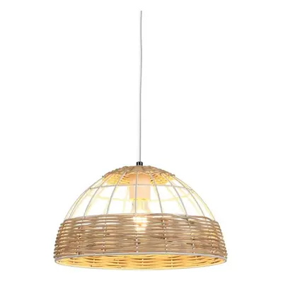 ACA Lighting závěsné svítidlo 1XE27 ratan + bílý kov D35XH120CM ZORBAS GN20P135WH