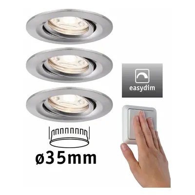 PAULMANN LED vestavné svítidlo Nova mini Plus EasyDim výklopné 3x4,2W 2700K kov kartáčovaný 230V