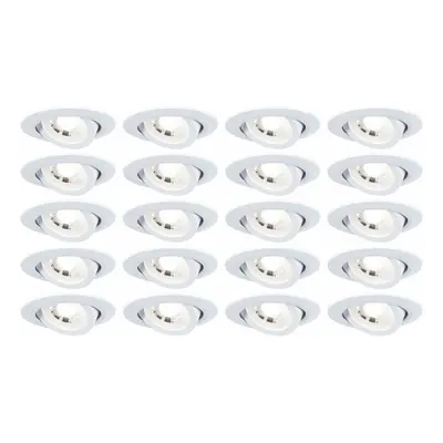 PAULMANN LED vestavné svítidlo 20ks-sada výklopné kruhové 82mm 70° 20x4,8W 230V 3000K bílá mat