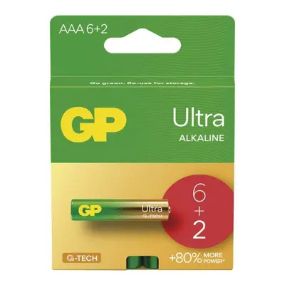 EMOS Alkalická baterie GP Ultra AAA (LR03), 6+2 ks B02118