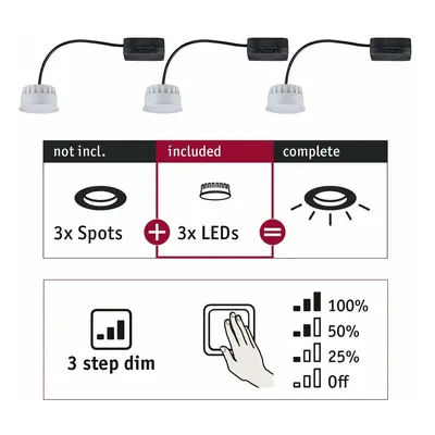 PAULMANN LED Modul vestavné svítidlo 3-krokové-stmívatelné Choose Coin 3ks sada kruhové 50mm Coi