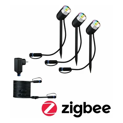 PAULMANN Plug & Shine ZigBee základní sada RGBW spot Pike 3x4W 24V 40° IP44 antracit 942.84