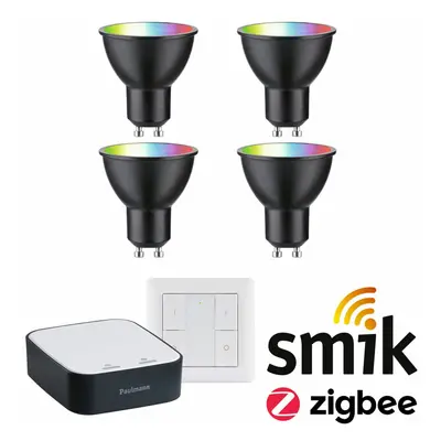 PAULMANN Startovací sada Zigbee 3.0 Smart Home smik Gateway + LED reflektor GU10 RGBW + vypínač