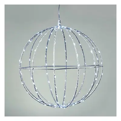 ACA Lighting D20CM stříbrná koule 96 LED, CW, 220-240V, IP44, 3m transparentní napájecí kabel X0