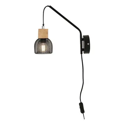 ACA Lighting nástěnné svítidlo 1XE14 korek + černý kov 9X24X24CM MARACU GN51W1CB