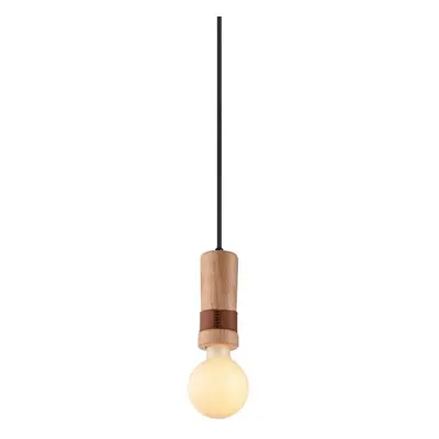 ACA Lighting závěsné svítidlo 1XE27 dřevo + kůže D6XH120CM MEMPHIS OD7821P6