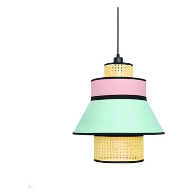 ACA Lighting závěsné svítidlo 1XE27 JAPAN růžová/mentolová textil+ratan D42XH190CM TF20881P