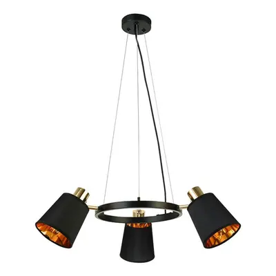 ACA Lighting závěsné svítidlo 3XE14 černý kov + stínítko D63XH100CM NORMA EG213P63BK