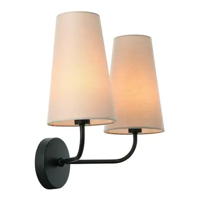 ACA Lighting nástěnné svítidlo 2XE14 černý kov + béžové stínítko 38X22XH33CM TUSCAN HL35422W38BG