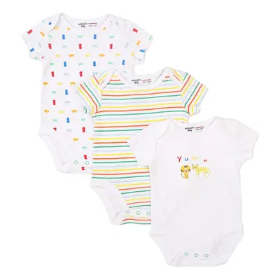 Body kojenecké 3pack, Minoti, Smiling 8, bílá | 0-3m