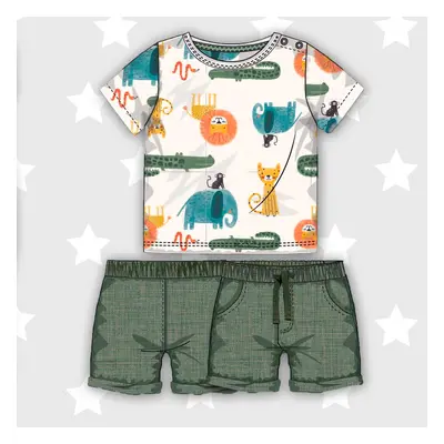 Chlapecký set - košile a kraťasy, Minoti, Planet 7, khaki | 3-6m